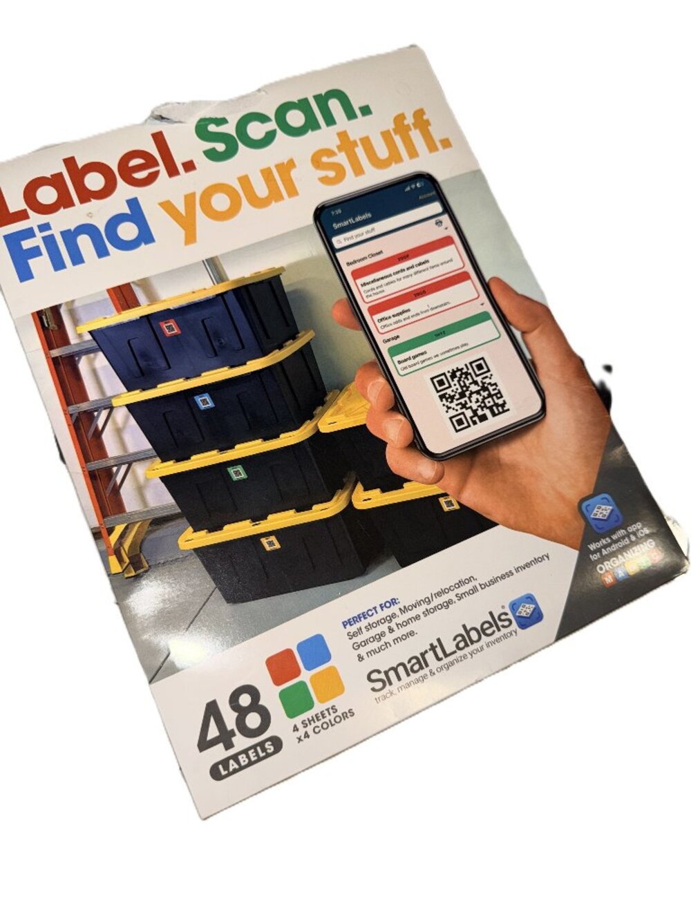 SmartLabels QR Code Stickers 4 sheets of 4 different colors 48 labels